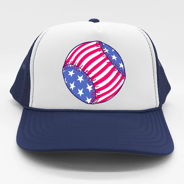 Baseball American USA Flag Softball for Girls Trucker Hat