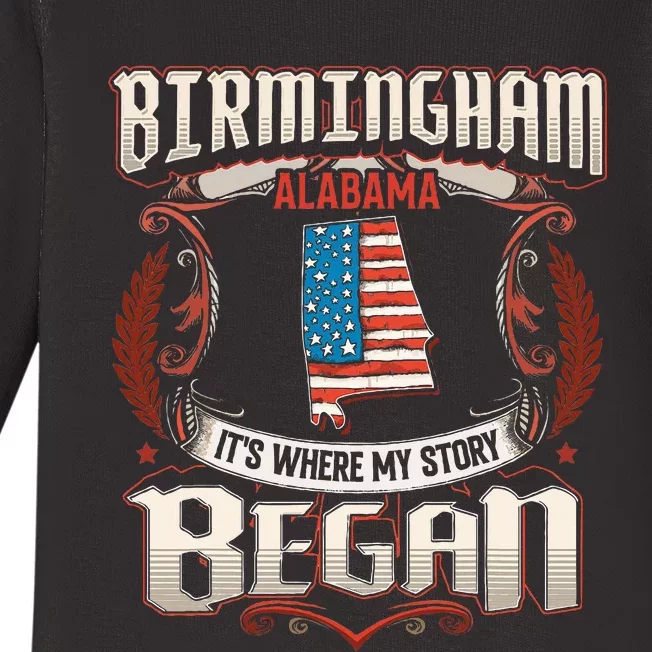 Birmingham Alabama Usa Flag 4th Of July Baby Long Sleeve Bodysuit