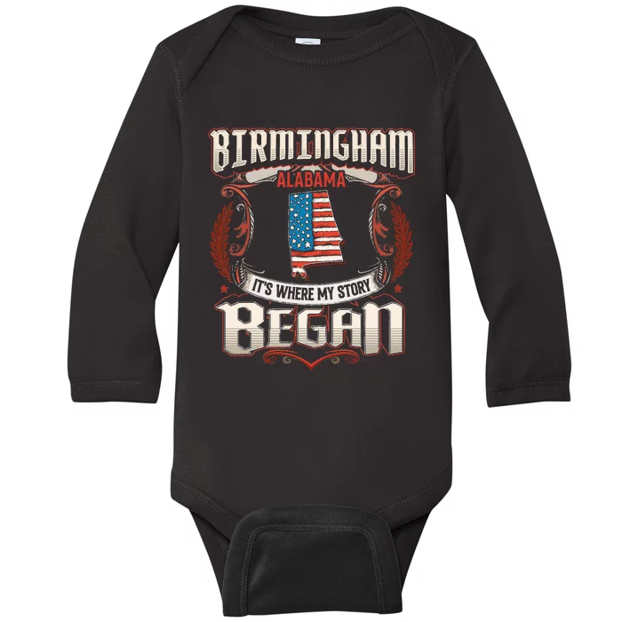 Birmingham Alabama Usa Flag 4th Of July Baby Long Sleeve Bodysuit