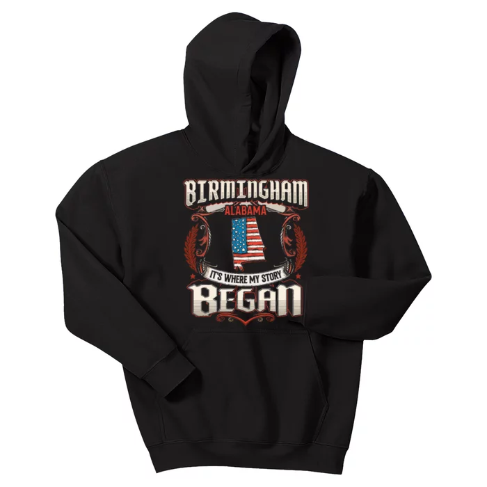 Birmingham Alabama Usa Flag 4th Of July Kids Hoodie