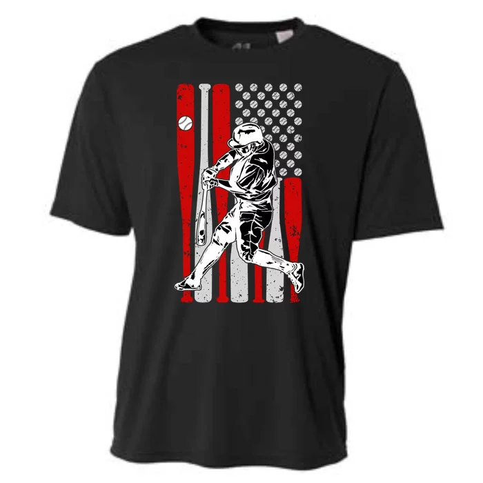 Baseball American Usa Flag Dad Papa Fathers Day Son Gift Cooling Performance Crew T-Shirt