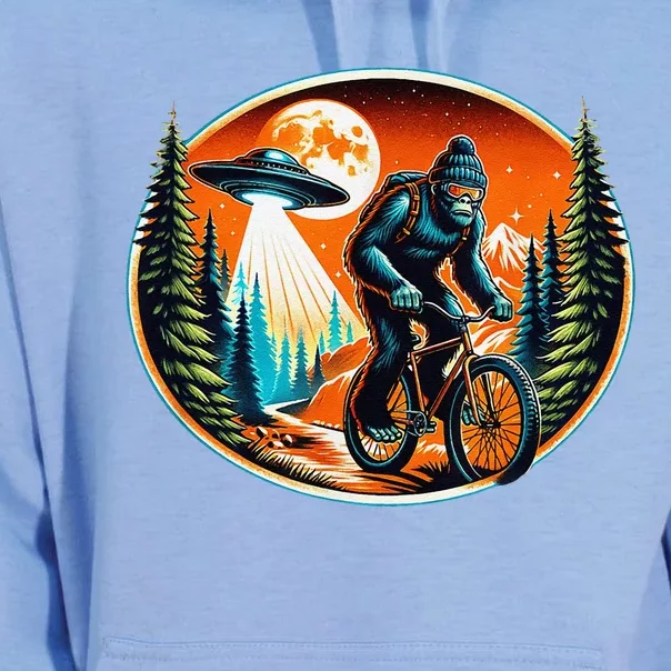 Bigfoot Alien Ufo Bicycle Ride Sasquatch On Bicycle Unisex Surf Hoodie