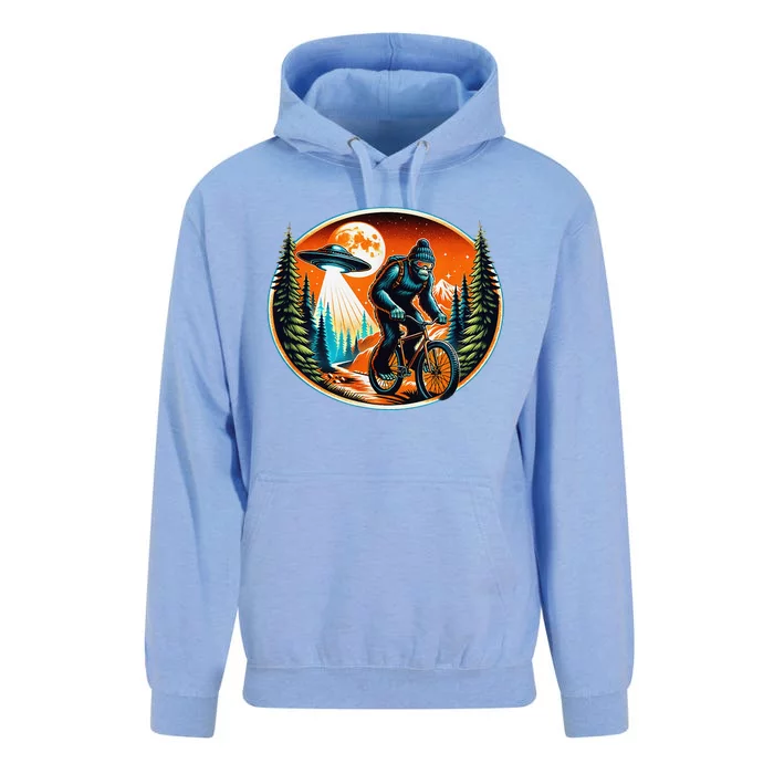 Bigfoot Alien Ufo Bicycle Ride Sasquatch On Bicycle Unisex Surf Hoodie