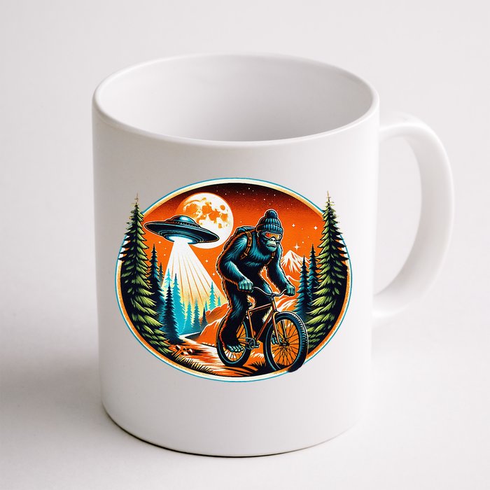 Bigfoot Alien Ufo Bicycle Ride Sasquatch On Bicycle Front & Back Coffee Mug