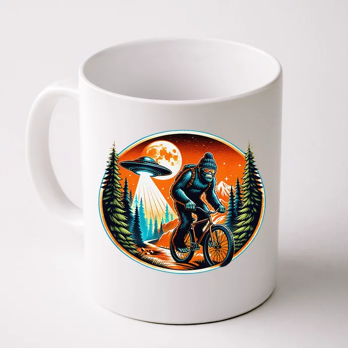 Bigfoot Alien Ufo Bicycle Ride Sasquatch On Bicycle Front & Back Coffee Mug