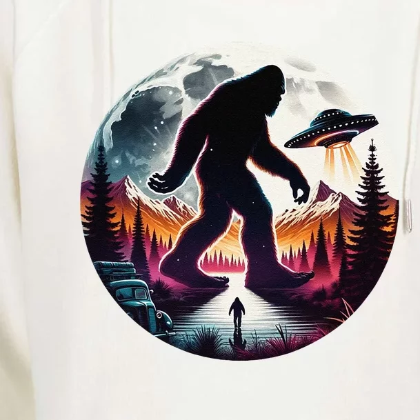 Bigfoot Alien Ufo Encounter Womens Funnel Neck Pullover Hood