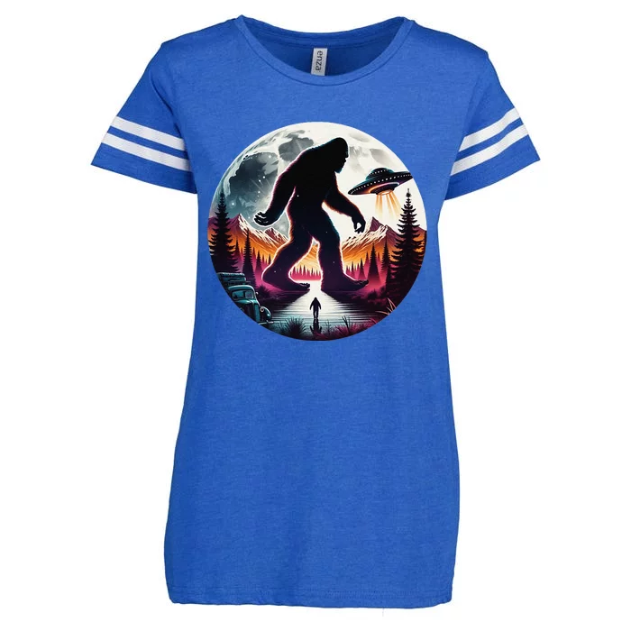 Bigfoot Alien Ufo Encounter Enza Ladies Jersey Football T-Shirt