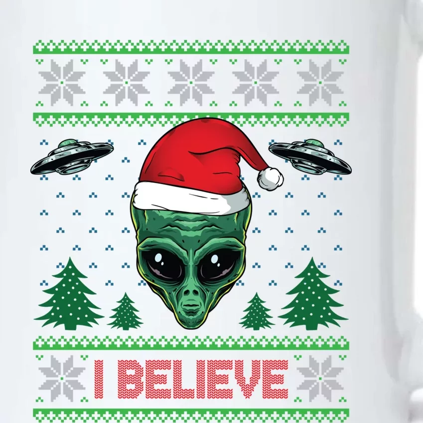 Believe Alien Ufo Funny Christmas Alien Head Graphic Ugly Gift Black Color Changing Mug