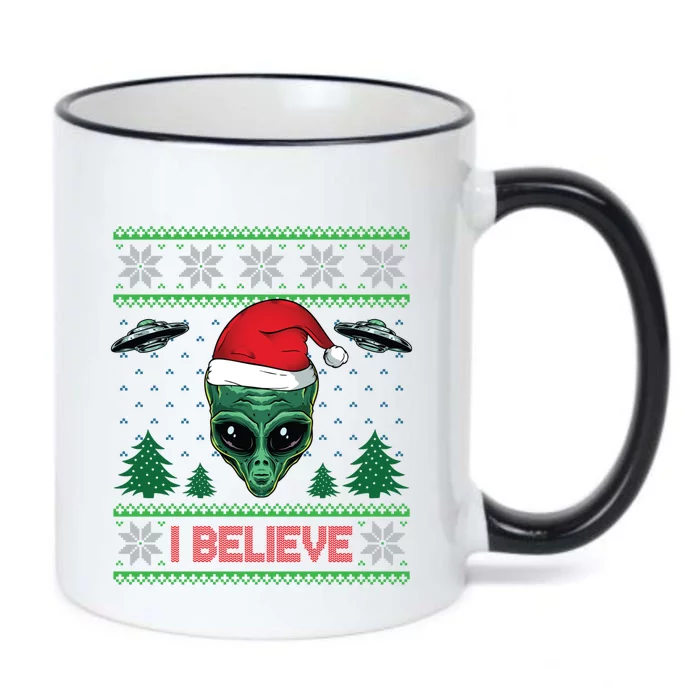 Believe Alien Ufo Funny Christmas Alien Head Graphic Ugly Gift Black Color Changing Mug