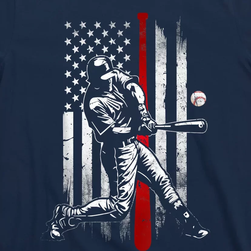 Baseball American USA Flag Patriotic Vintage Baseball Flag T-Shirt