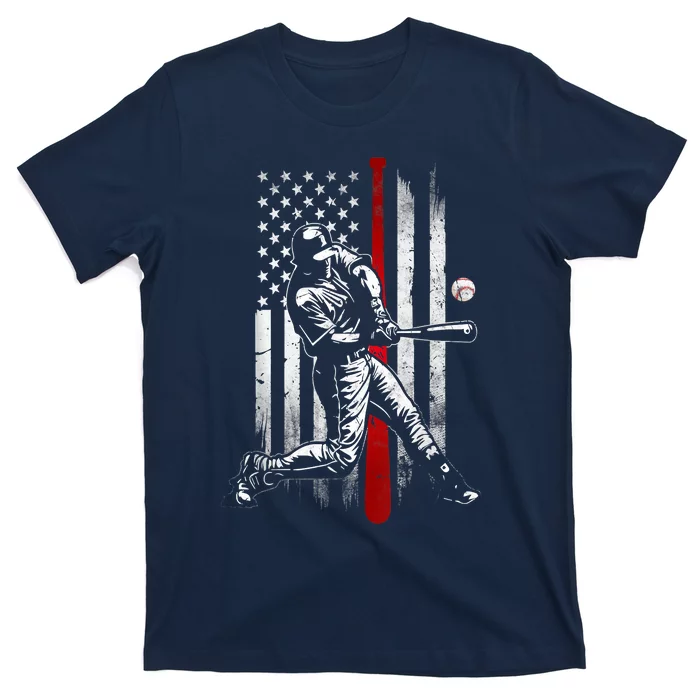 Baseball American USA Flag Patriotic Vintage Baseball Flag T-Shirt