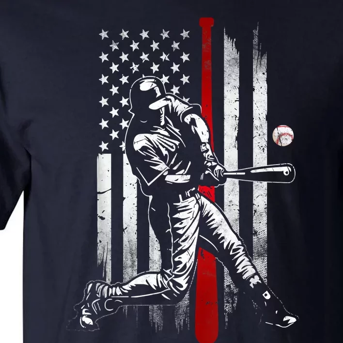 Baseball American USA Flag Patriotic Vintage Baseball Flag Tall T-Shirt