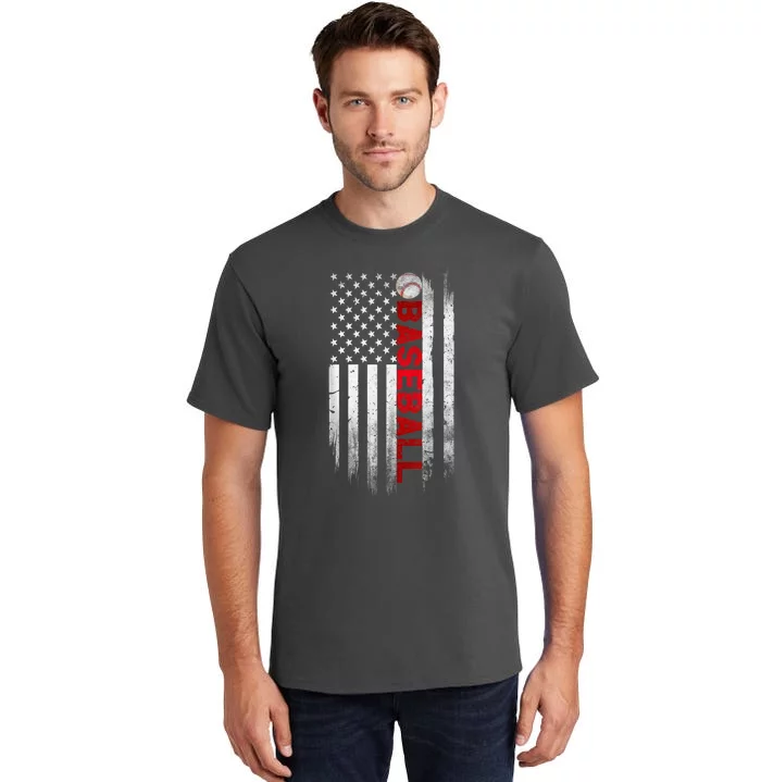 Baseball American USA Flag Cool Design Vintage Baseball Flag Tall T-Shirt