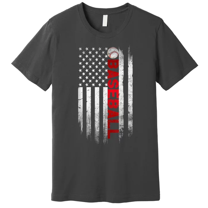 Baseball American USA Flag Cool Design Vintage Baseball Flag Premium T-Shirt