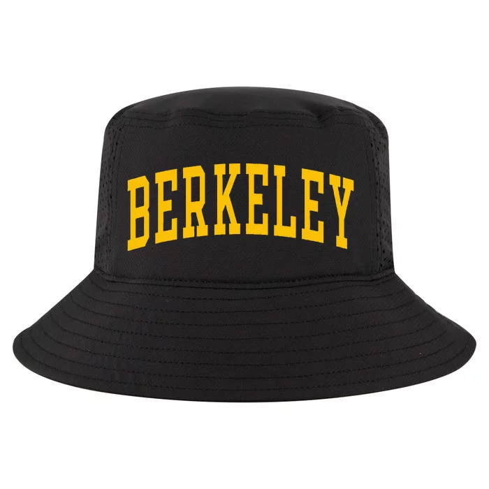 Berkeley Arched Varsity Text Yellow Cool Comfort Performance Bucket Hat