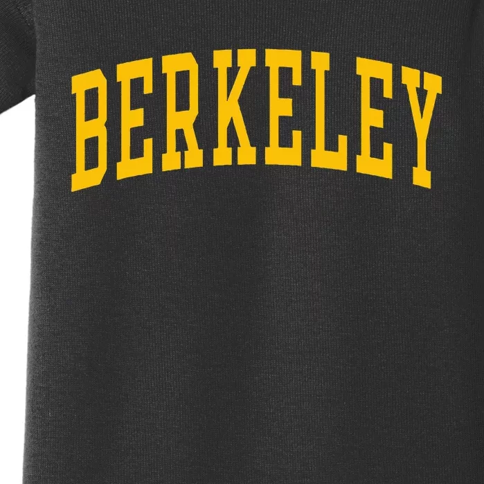 Berkeley Arched Varsity Text Yellow Baby Bodysuit