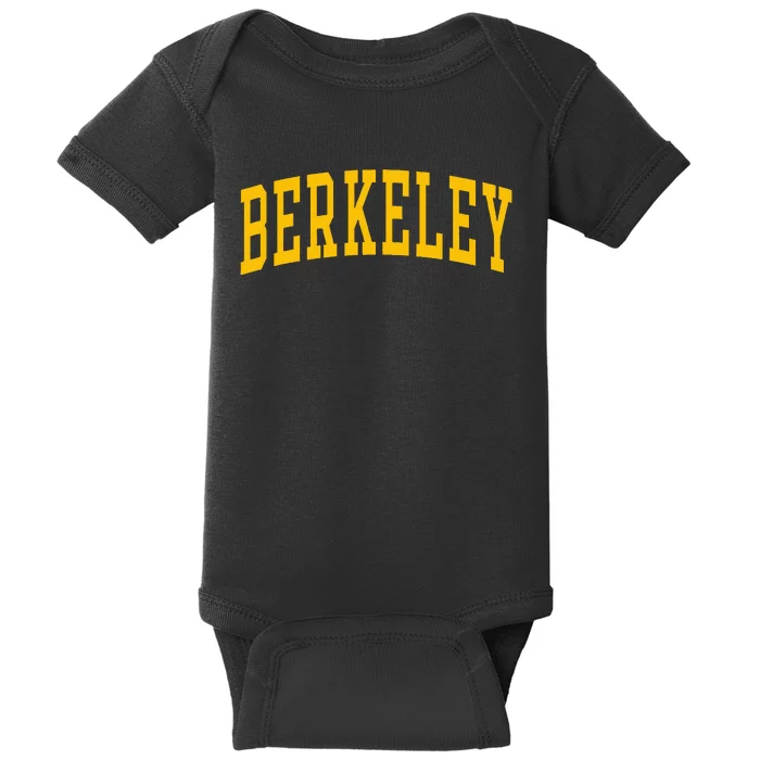 Berkeley Arched Varsity Text Yellow Baby Bodysuit