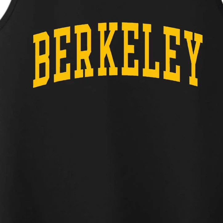 Berkeley Arched Varsity Text Yellow Performance Tank