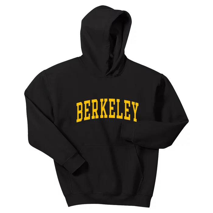 Berkeley Arched Varsity Text Yellow Kids Hoodie