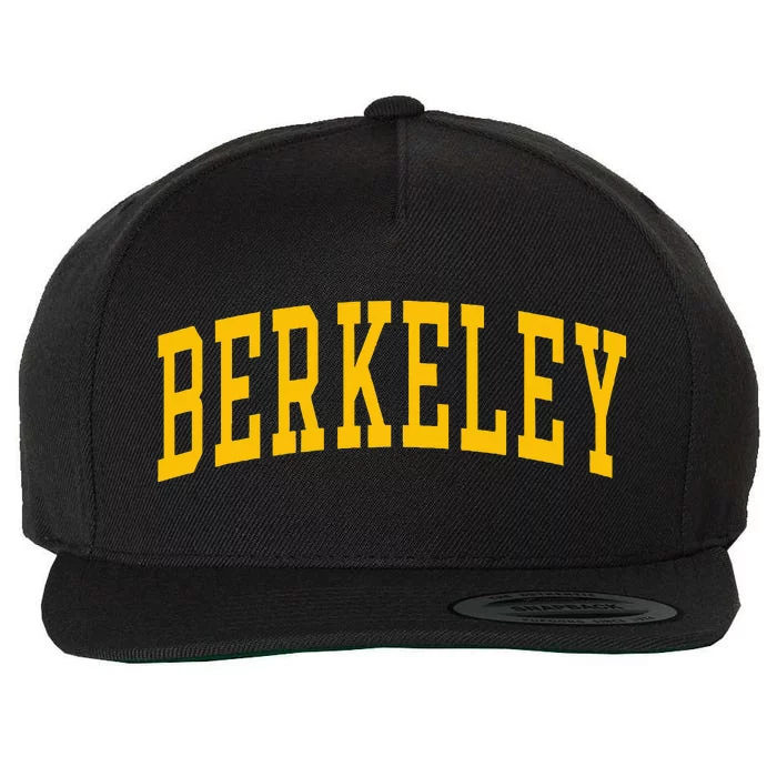 Berkeley Arched Varsity Text Yellow Wool Snapback Cap