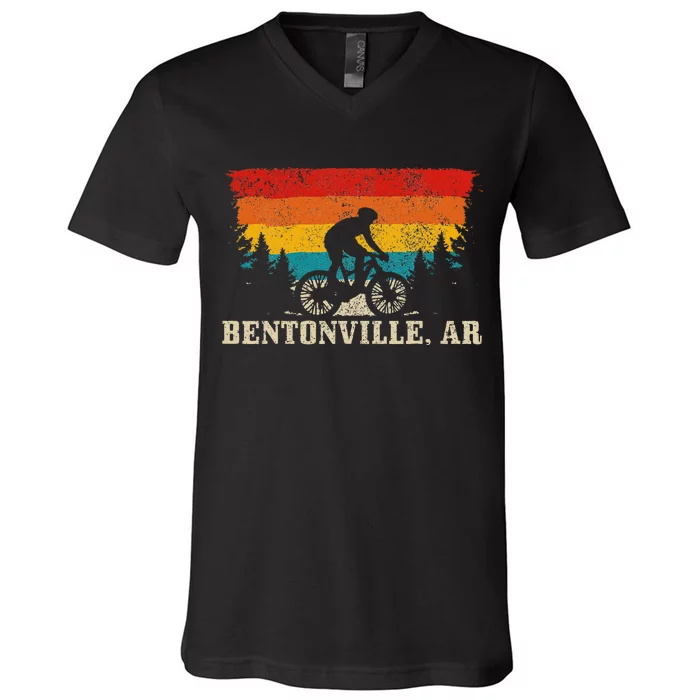 Bentonville Arkansas Vintage Mountain Bike Cycling V-Neck T-Shirt