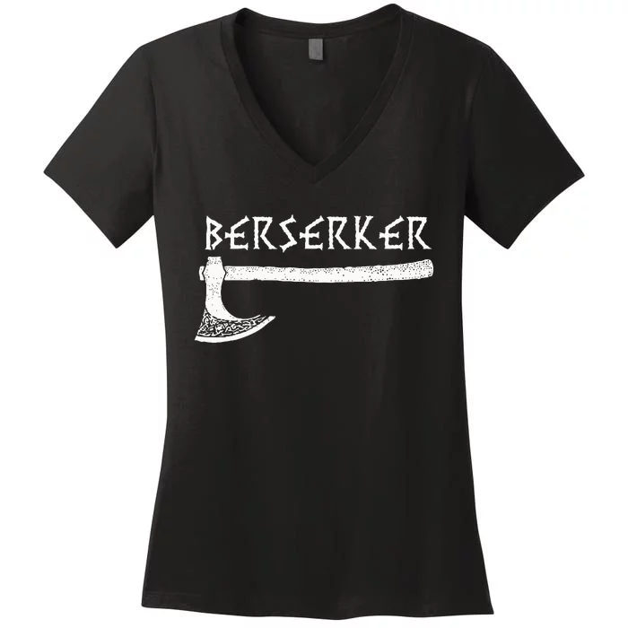 Berserker Axe Viking Warrior Women's V-Neck T-Shirt