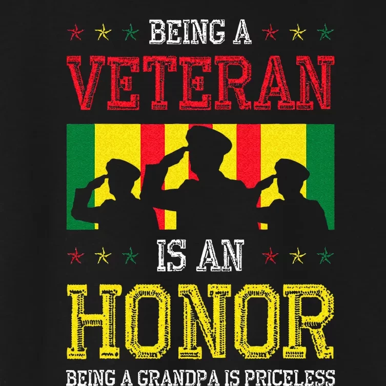 Being A Veteran Is An Honor Being A Grandpa Is Priceless Women's Crop Top Tee