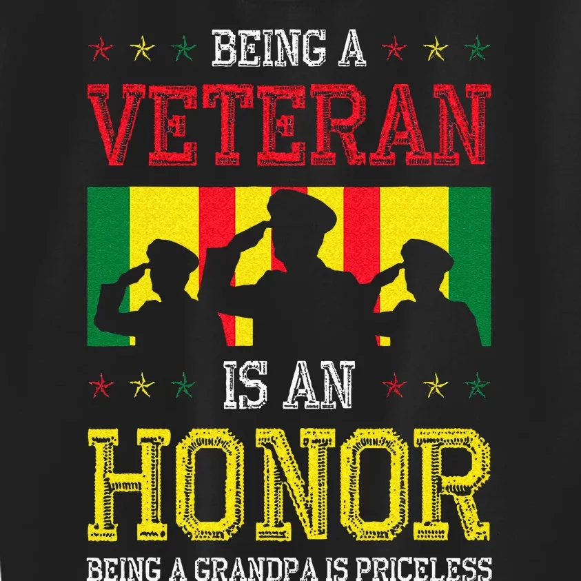 Being A Veteran Is An Honor Being A Grandpa Is Priceless Kids Sweatshirt