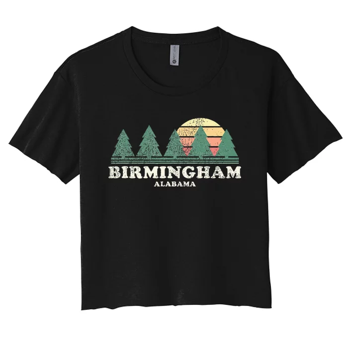 Birmingham Al Vintage Throwback Retro 70s Design Women's Crop Top Tee