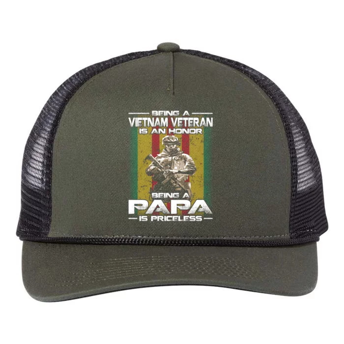 Being A Vietnam Veteran Is An Honor Being A Papa Gift Retro Rope Trucker Hat Cap