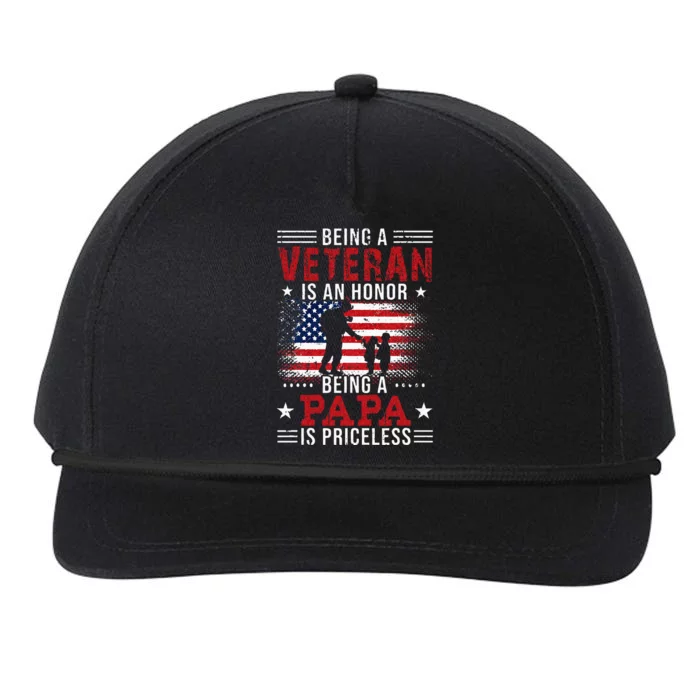 Being A Veteran Is An Honor Being Papa Is Priceless Snapback Five-Panel Rope Hat