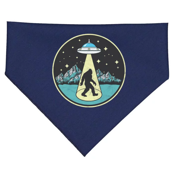 Bigfoot Abduction! Vintage Sasquatch & UFO Alien Graphic USA-Made Doggie Bandana