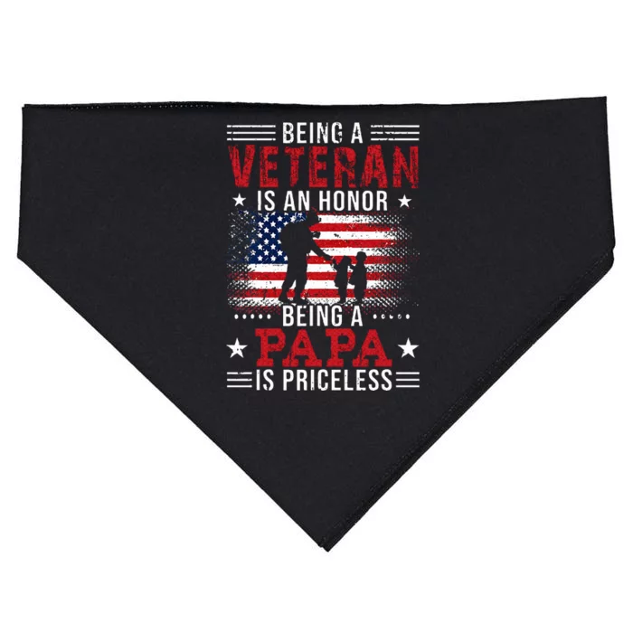 Being A Veteran Is An Honor Being Papa Is Priceless USA-Made Doggie Bandana