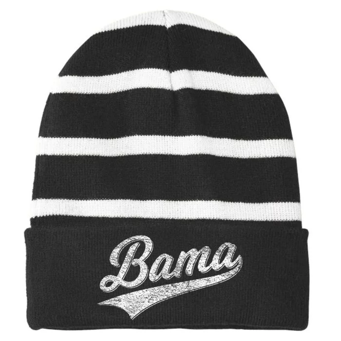 Bama Alabama Varsity Script Classic Sports Jersey Style Striped Beanie with Solid Band