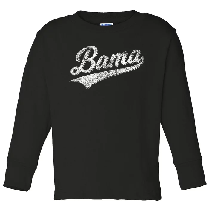 Bama Alabama Varsity Script Classic Sports Jersey Style Toddler Long Sleeve Shirt