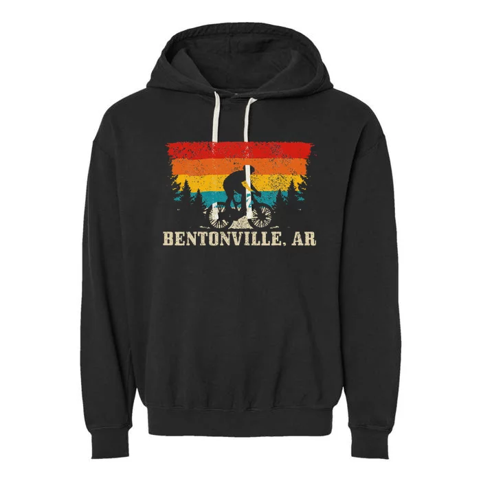 Bentonville Arkansas Vintage Mountain Bike Cycling Garment-Dyed Fleece Hoodie