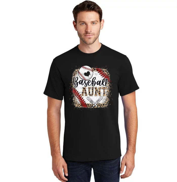 Baseball Auntie Vintage Leopard Baseball Pride Tall T-Shirt