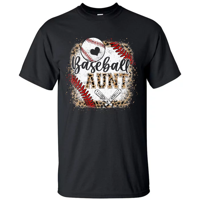 Baseball Auntie Vintage Leopard Baseball Pride Tall T-Shirt