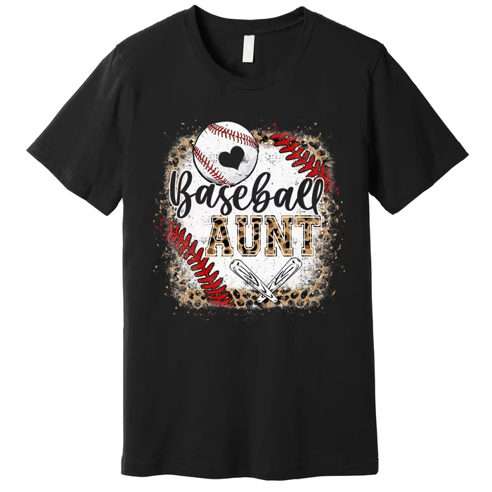 Baseball Auntie Vintage Leopard Baseball Pride Premium T-Shirt