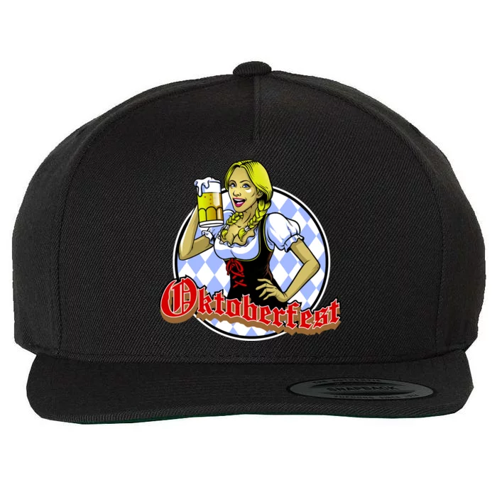 Bavarian Girl With A Glass of Beer Celebrating Oktoberfest Wool Snapback Cap