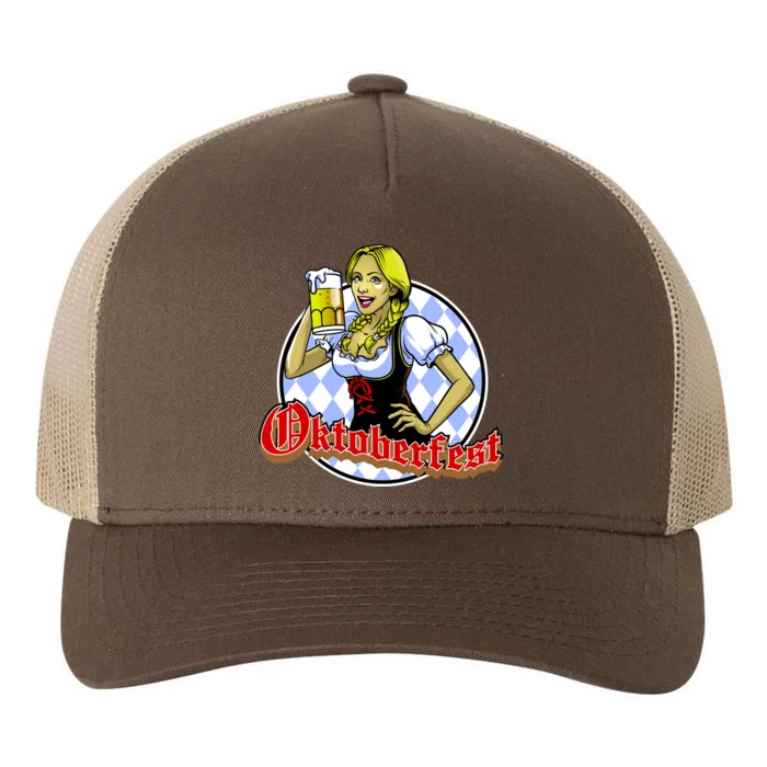 Bavarian Girl With A Glass of Beer Celebrating Oktoberfest Yupoong Adult 5-Panel Trucker Hat