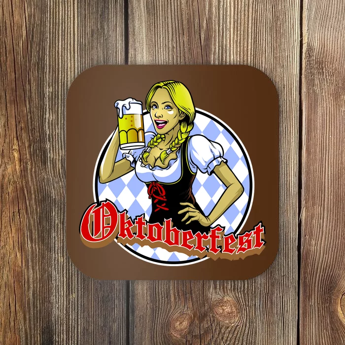 Bavarian Girl With A Glass of Beer Celebrating Oktoberfest Coaster