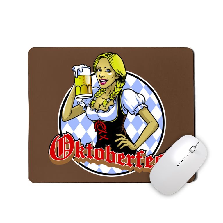 Bavarian Girl With A Glass of Beer Celebrating Oktoberfest Mousepad