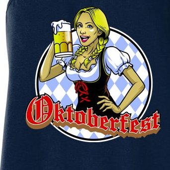 Bavarian Girl With A Glass of Beer Celebrating Oktoberfest Women's Racerback Tank