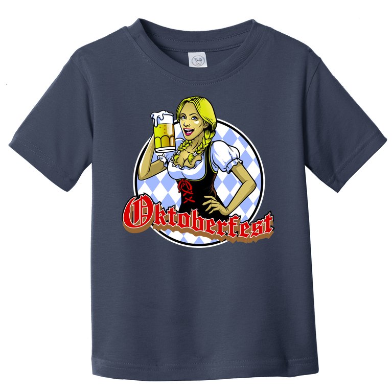 Bavarian Girl With A Glass of Beer Celebrating Oktoberfest Toddler T-Shirt