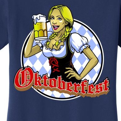 Bavarian Girl With A Glass of Beer Celebrating Oktoberfest Women's T-Shirt