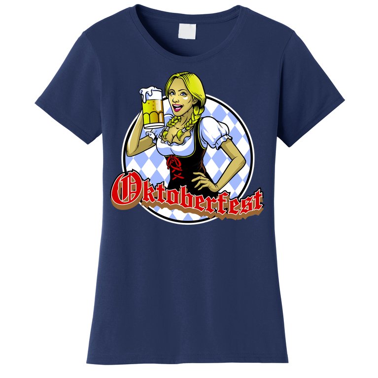 Bavarian Girl With A Glass of Beer Celebrating Oktoberfest Women's T-Shirt