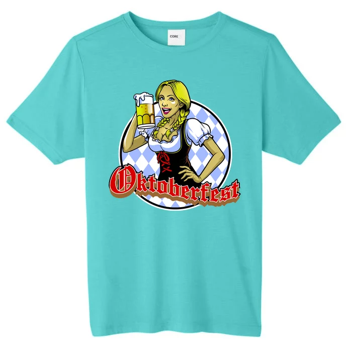 Bavarian Girl With A Glass of Beer Celebrating Oktoberfest ChromaSoft Performance T-Shirt