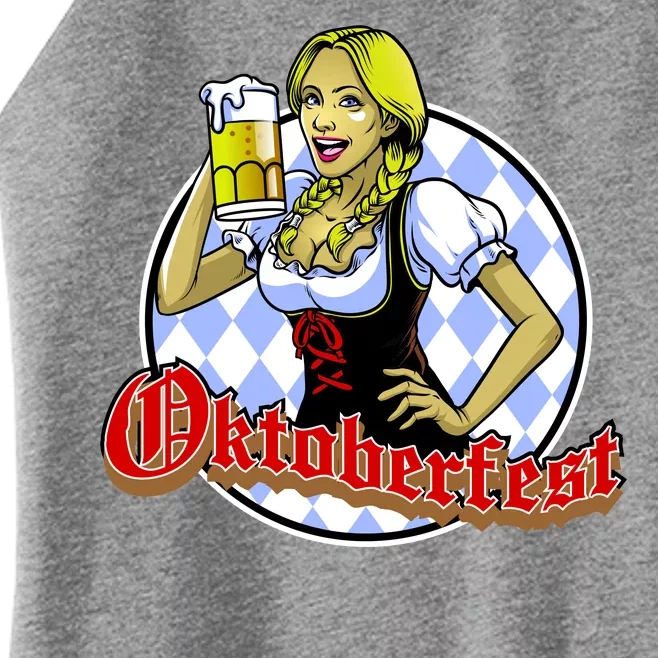 Bavarian Girl With A Glass of Beer Celebrating Oktoberfest Women’s Perfect Tri Rocker Tank