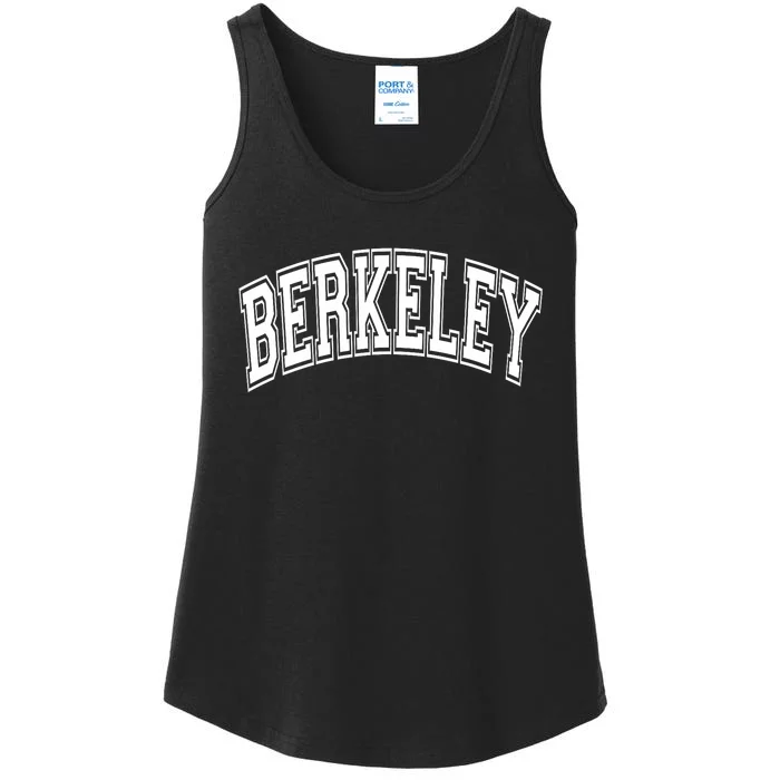 Berkeley Arched White Text Ladies Essential Tank